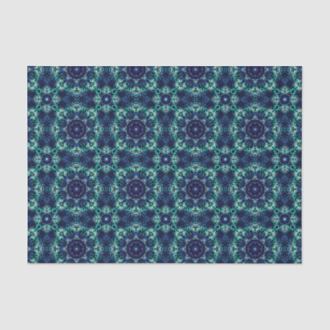 Papier Mousseline Ornement bleu vert (Recto)