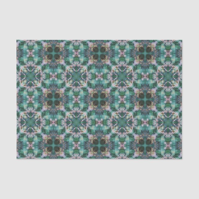 Papier Mousseline Ornement vert-turquoise (Recto)