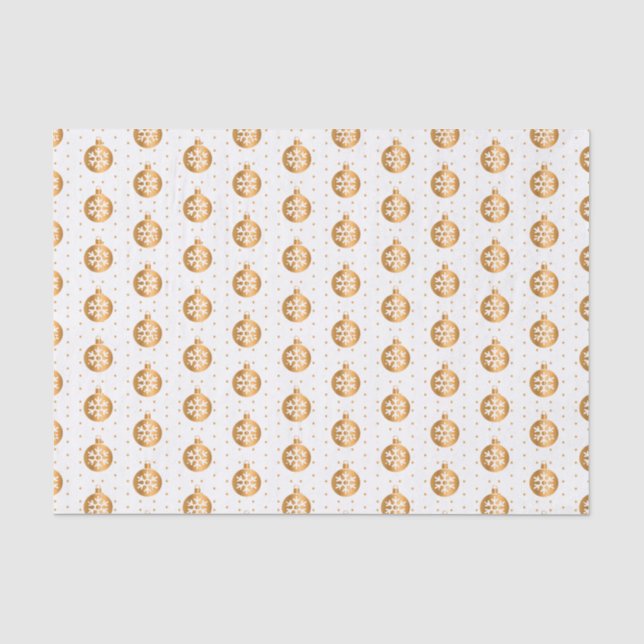 Papier Mousseline Ornements de Noël blanc et or (Recto)