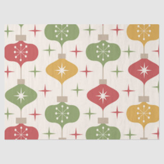 Papier Mousseline Ornements de Noël du milieu du siècle avec des éto