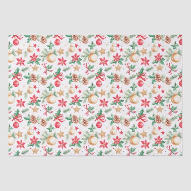 Papier Mousseline Ornements de Noël festifs (Recto)