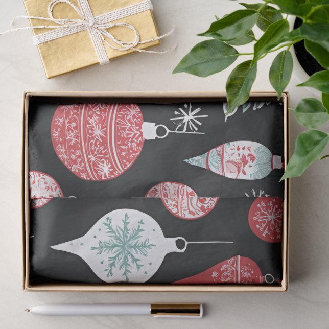 Papier Mousseline Ornements de Noël Noir (Cadeau)