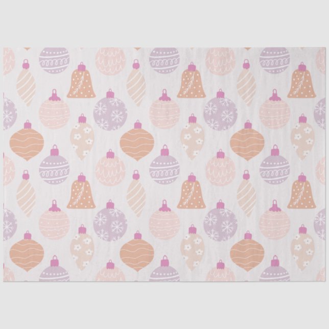Papier Mousseline Ornements de Noël Pastel moderne Noël blanc (Recto)