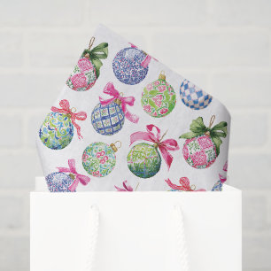 Papier Mousseline Ornements Préppy Christmas Baubles