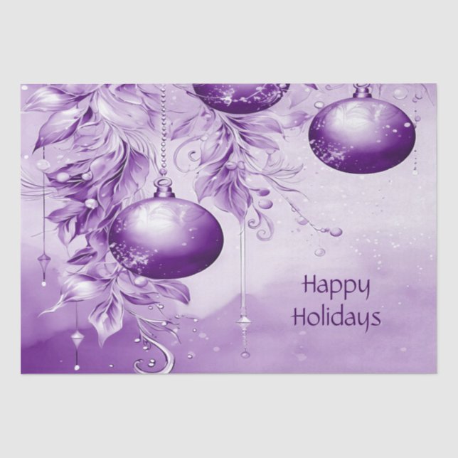 Papier Mousseline Ornements violets Papier Tissu de Noël (Recto)