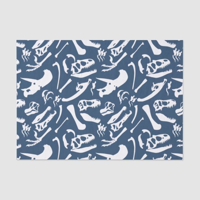 Papier Mousseline Os de dinosaure (bleus) (Recto)