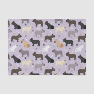 Papier Mousseline Os et pattes de Bulldog français violet