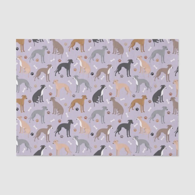 Papier Mousseline Os et pattes de chien gris italien (Recto)