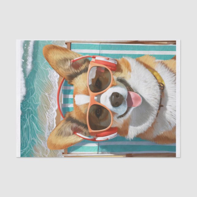 Papier Mousseline Oscar fait la Riviera, Corgi Aimer la vie (Recto)