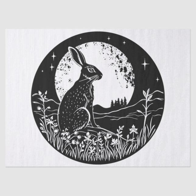 Papier Mousseline Ostara Wiccan Magic Hare Silhouette Découpage (Recto)