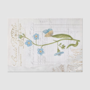 Papier Mousseline Oubliez-moi pas Blue Butterfly Flower French Scrip