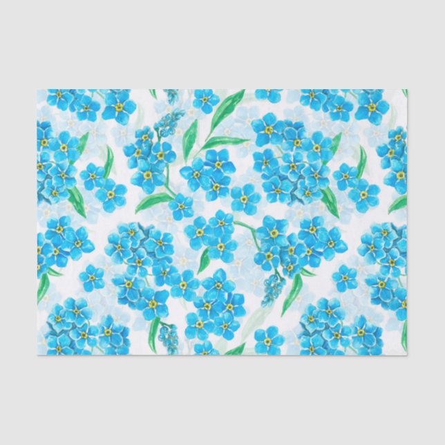 Papier Mousseline Oubliez-moi pas les fleurs d'aquarelle (Recto)