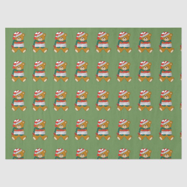 Papier Mousseline Ours de nounours avec le cadeau (Recto)