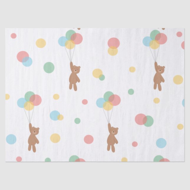 Papier Mousseline Ours en peluche avec ballons  (Recto)