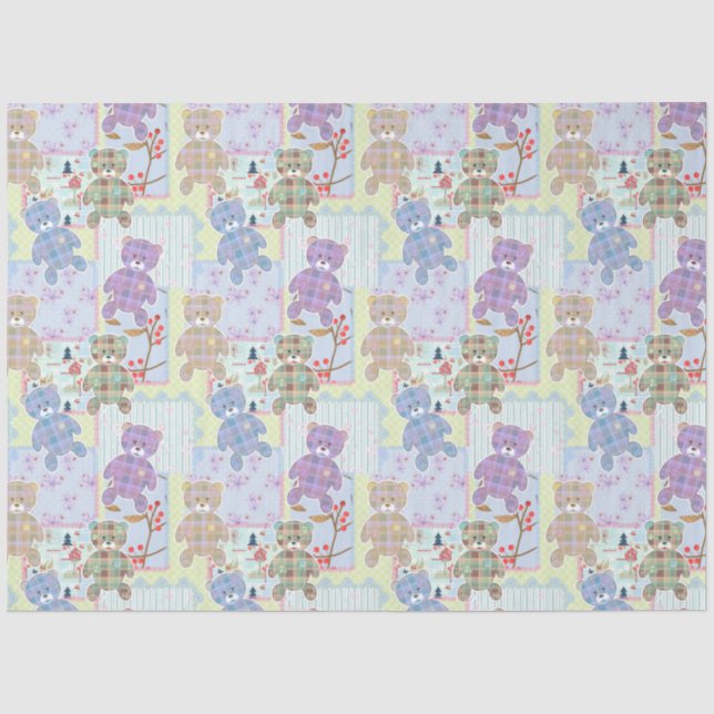 Papier Mousseline ours en peluche, motif bébé (Recto)