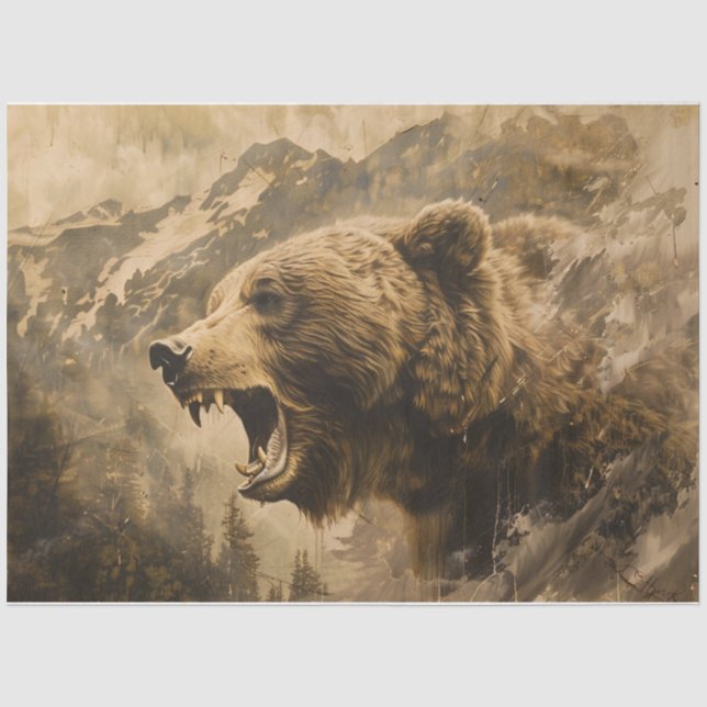 Papier Mousseline Ours grizzli (Recto)