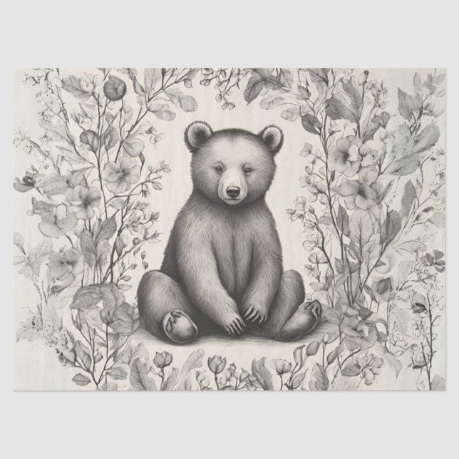 Papier Mousseline Ours monochromatique Whimsical dans le jardin des  (Recto)