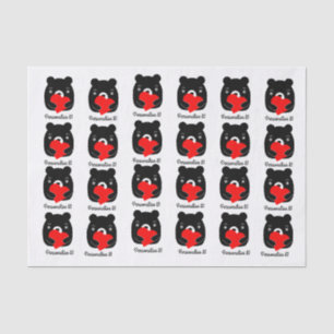 Papier Mousseline Ours noir tenant un coeur