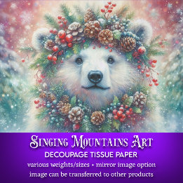 Papier Mousseline Ours Polaire De Noël Avec Découpage Holly & Pine