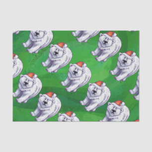 Papier Mousseline Ours polaire Noël sur vert
