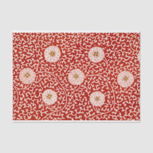 Papier Mousseline Owen Jones Ornement Chinois Fleurs Rouge Blanc