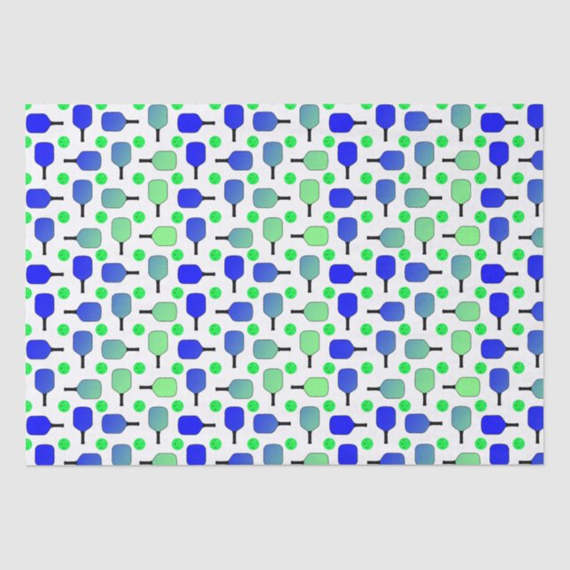 Papier Mousseline Pagaies de Pickleball Bleu et Vert Pickleball Vert (Recto)
