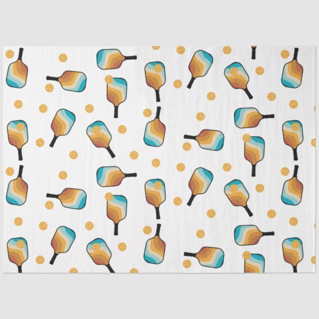 Papier Mousseline Pagaies de Pickleball Retro et Motif de Ball (Recto)