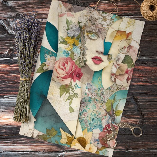 Papier Mousseline Page de découpage du collage de la face florale (Créateur téléchargé)