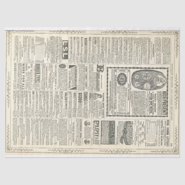 Papier Mousseline Page de publicité vintage (Recto)