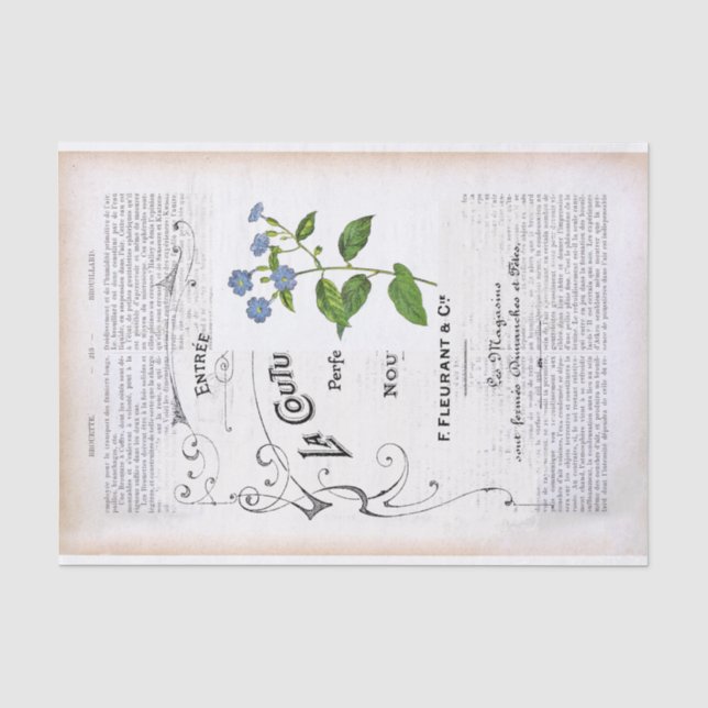 Papier Mousseline Page Dictionnaire Français Texte Découpage Fleur B (Recto)