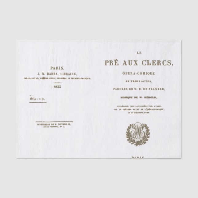 Papier Mousseline Page Titre du programme Opéra français (Recto)