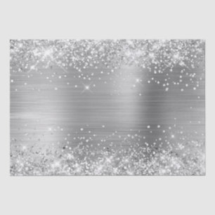 Papier Mousseline Pailleté Argent Ombré Feuille