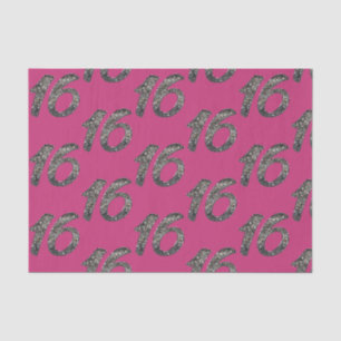 Papier Mousseline Paillettes Argent Pailleté 16 Seize 16ème Annivers
