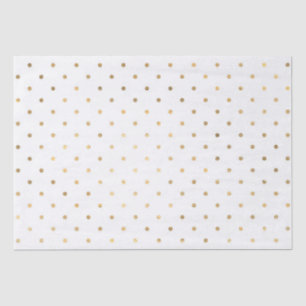 Papier Mousseline Paillettes blanches et dorées à pois