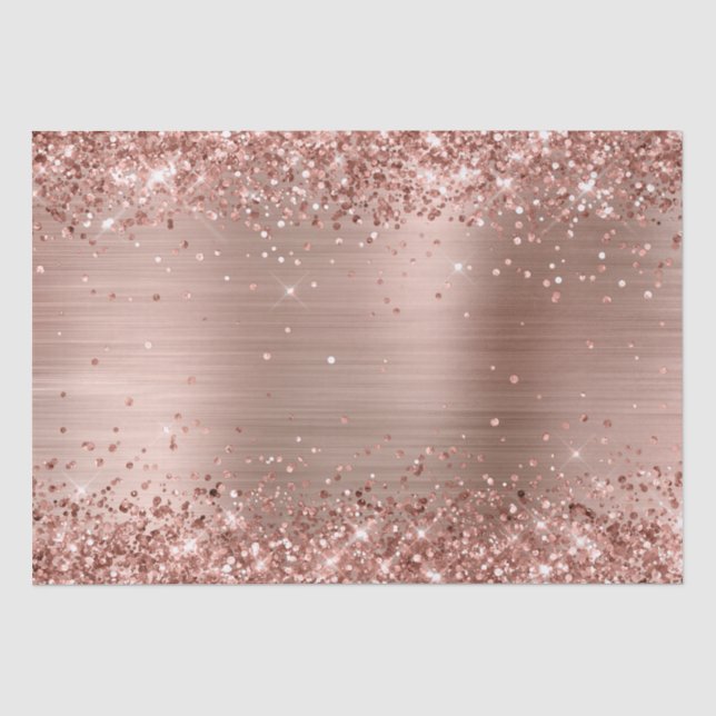 Papier Mousseline Paillettes Rose Gold Ombre Foil (Recto)