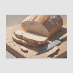 Papier Mousseline Pain et tranches croûteux sur planche en bois