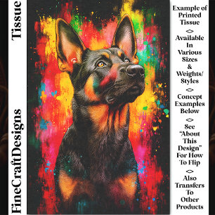 Papier Mousseline Paint Splash German Shepherd Chien CT2 Découpage