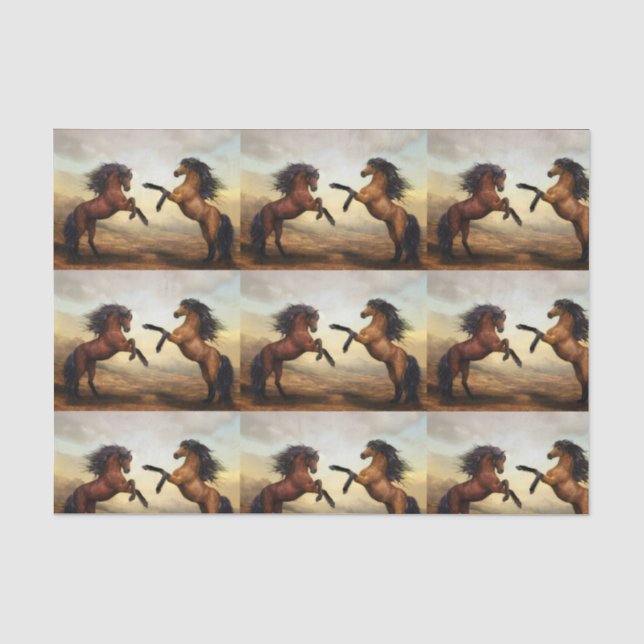 Papier Mousseline paire de chevaux sauvages (Recto)