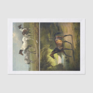 Papier Mousseline Paire de peintures Vintages pour chevaux authentiq