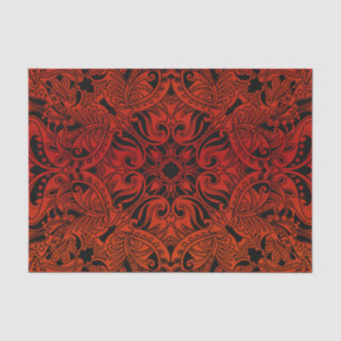 Papier Mousseline Paisley assez rouge foncé et noir