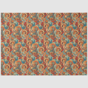 Papier Mousseline Paisley Golden Flower Abstrait Motif 10