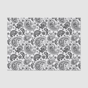 Papier Mousseline Paisley Vintage noir sur Arrière - plan blanc