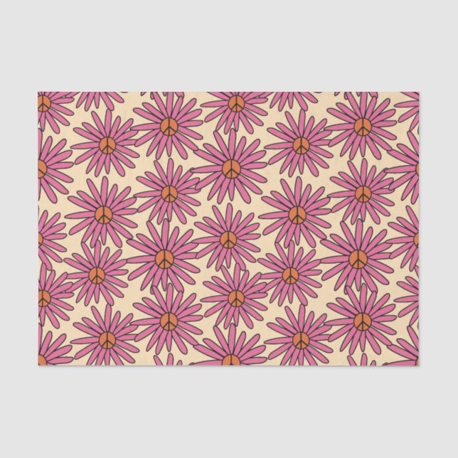 Papier Mousseline Paix Connexion Fleur Retro Découpage (Recto)