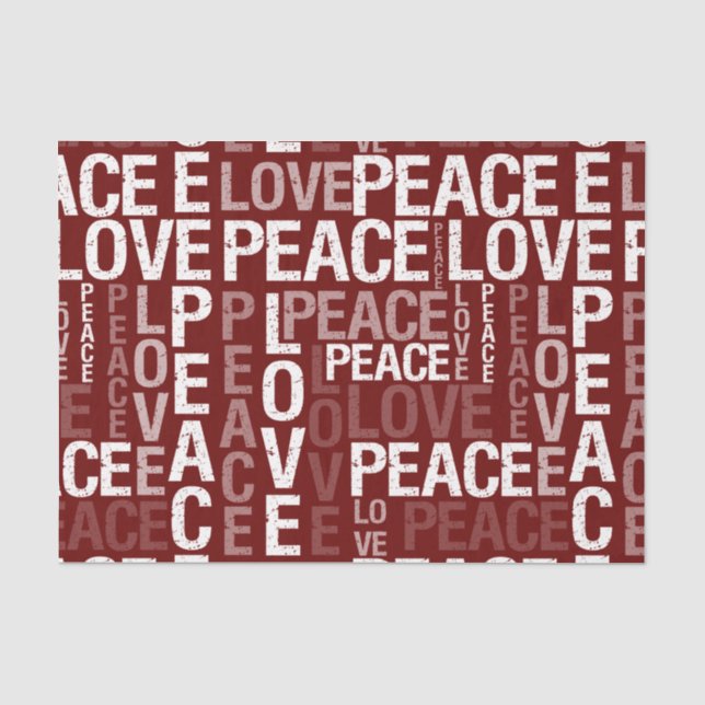 Papier Mousseline Paix rouge et amour (Recto)