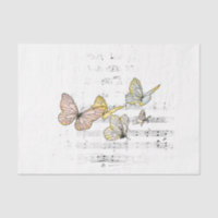 Pale Pastel Butterfly Music Decoupage