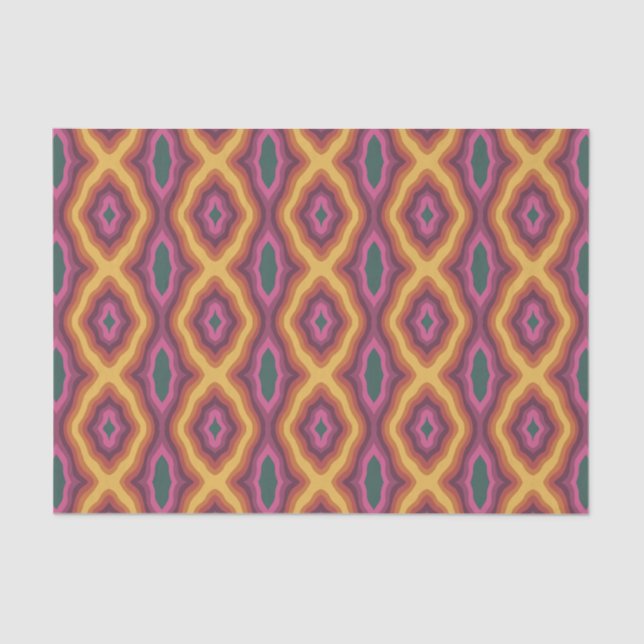 Papier Mousseline Palette Bohème couleur Wavy Lattice Motif Art (Recto)