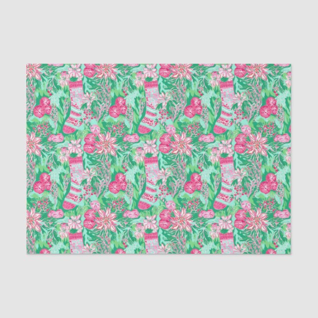 Papier Mousseline Palm Beach Aquarelle de Noël Stockage Floral (Recto)