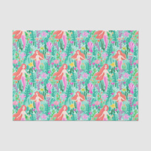 Papier Mousseline Palm Beach Île tropicale Mermaids