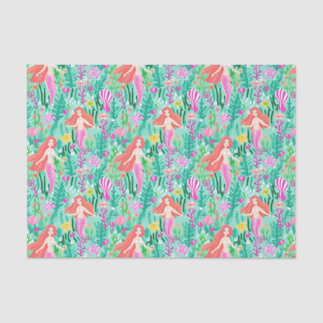 Papier Mousseline Palm Beach Île tropicale Mermaids (Recto)