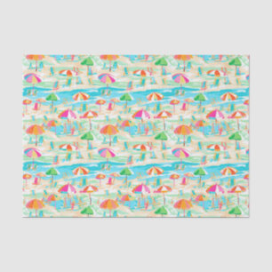 Papier Mousseline Palm Beach Iles tropicales chaises et parasols